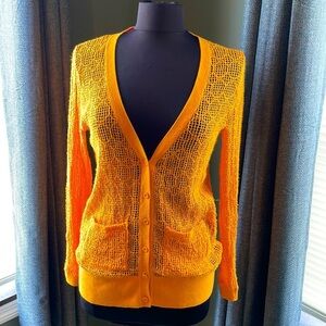 Free People FP Beach Open Knit Yellow Cardigan